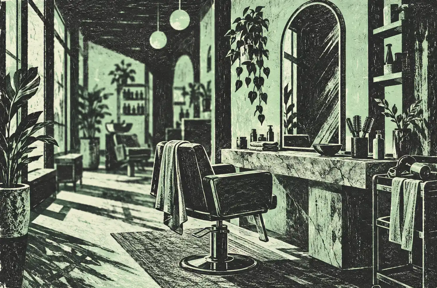 Illustration of beauty businesses and their working space